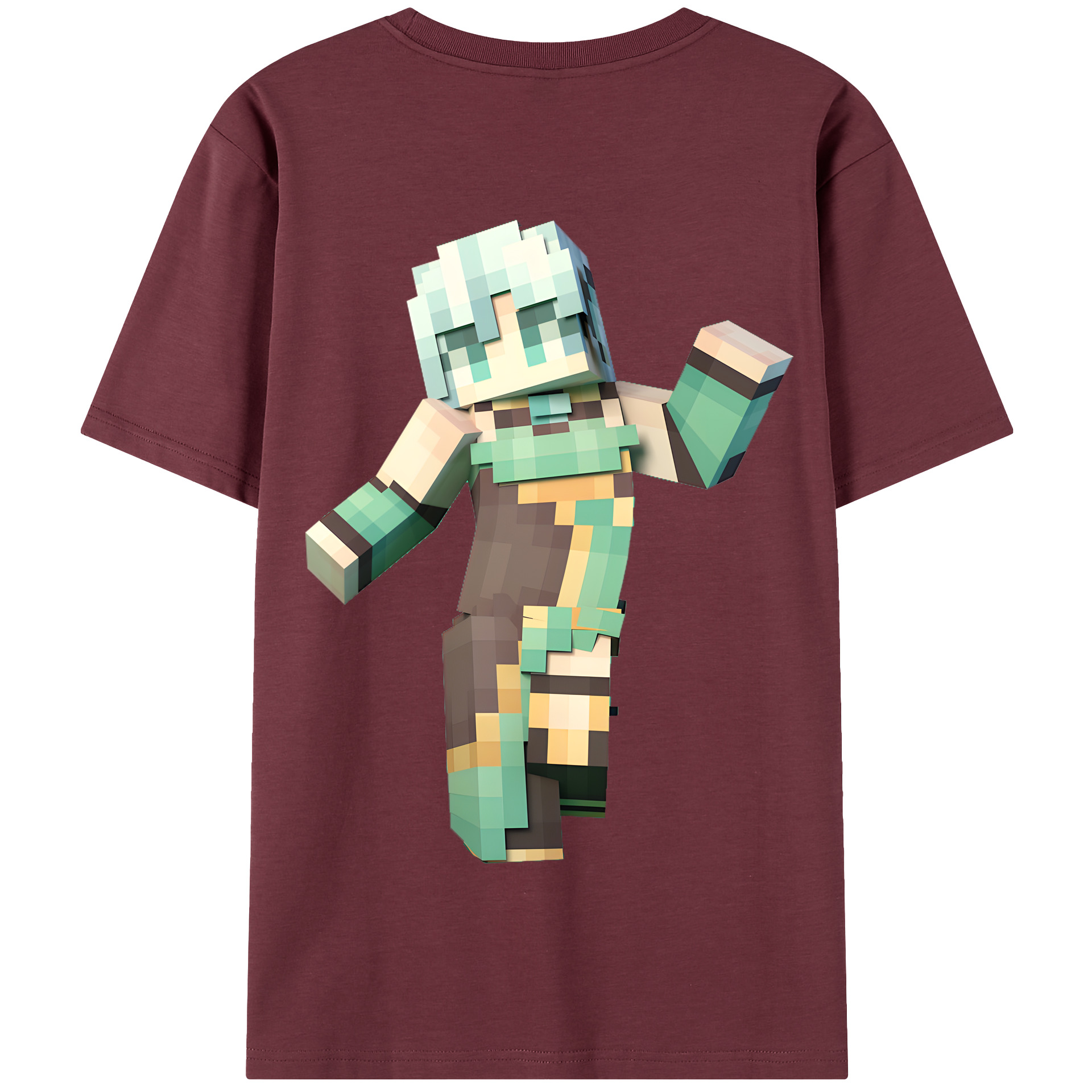 （画像用） マインクラフト ブロックの世界 Minecraft MC Block world 綿100％半袖Tシャツ（背面プリント）